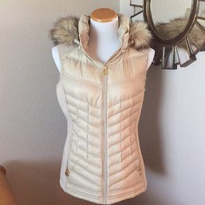 Michael Kors faux fur hood vest